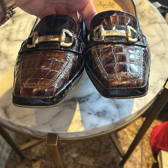 AMALFI By RANGONI Womens Shoes Crocodile Leather Embossed Wine Loafers 10 M - Picture 7 of 8